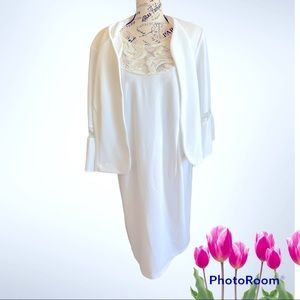 White with Lace Jacket and Dress Set